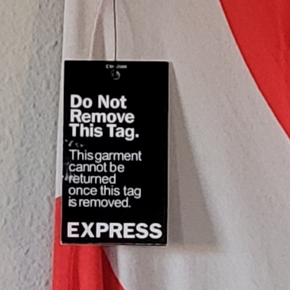 NWT Express Red & Beige Striped One Shoulder Dress - Picture 3 of 10